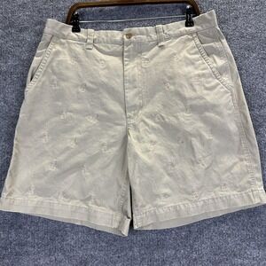 Daniel Cremieux Shorts Mens 38 Khaki Dog Embroidered Cotton Chino Puppy Casual
